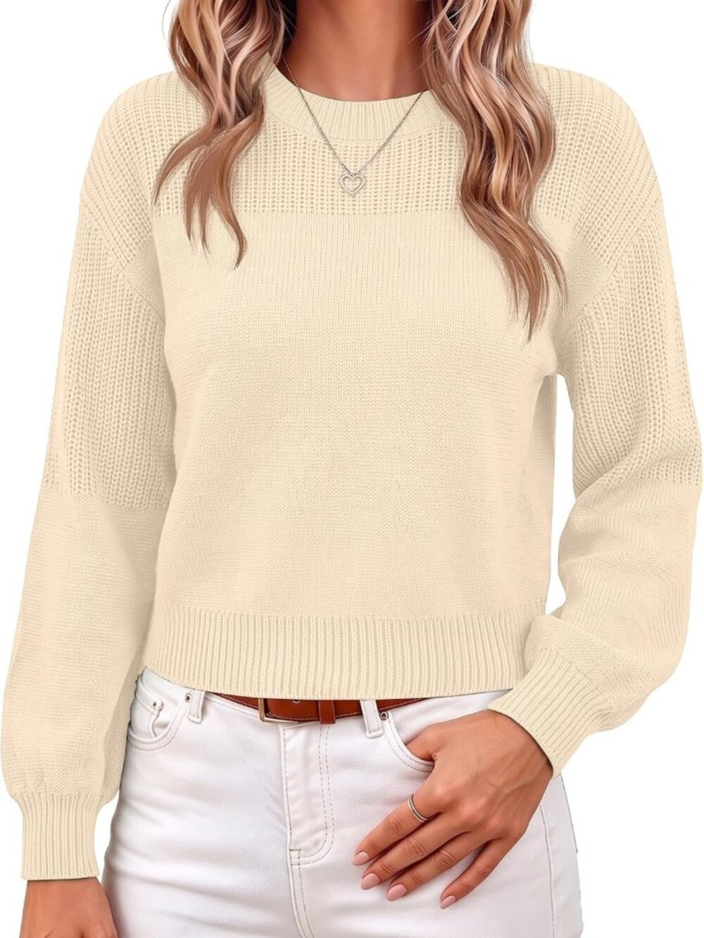 Cozy Women's Fall Cropped Long Sleeve Sweater - Perfect for Layering & Style